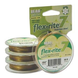 BRONZE COLOR .024" 7 Strand 30 feet BEADSMITH FLEX-RITE Beading Wire FLEXRITE- 