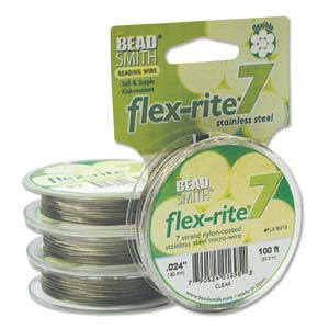 Stainless Steel CLEAR .024" 7 Strand 100' BEADSMITH FLEX-RITE Wire FLEXRITE- 