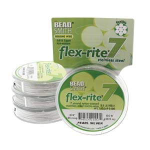 PEARL SILVER .024" 7 Strand 100' BEADSMITH FLEX-RITE  Beading Wire FLEXRITE- 