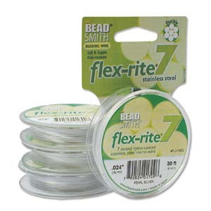 PEARL SILVER COLOR .024" 7 Strand 30' BEADSMITH FLEX-RITE Bead Wire FLEXRITE- 