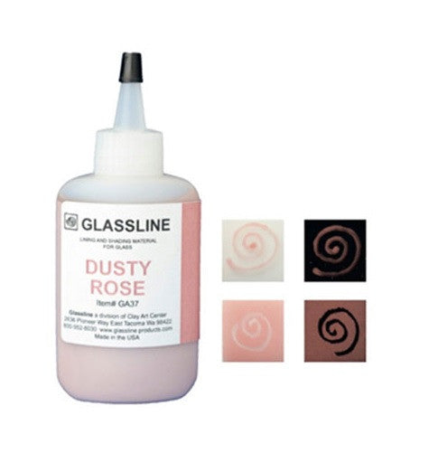 GLASSLINE PENS 2 oz Bottle Glass Paint Glass Line Material Fusing-Color Dusty Rose