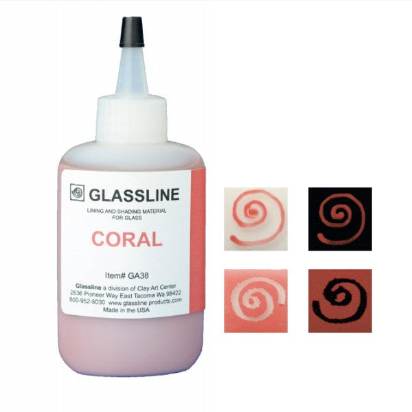 GLASSLINE PENS 2 oz Bottle Glass Paint Glass Line Material Fusing-Color Coral