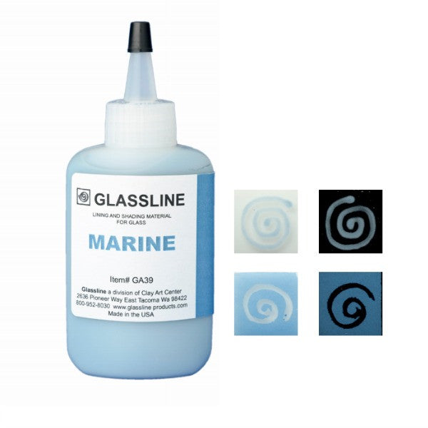 GLASSLINE PENS 2 oz Bottle Glass Paint Glass Line Material Fusing-Color Marine