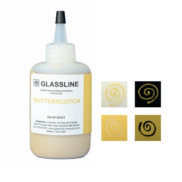 GLASSLINE PENS 2 oz Bottle Glass Paint Glass Line Material Fusing-Color Butterscotch