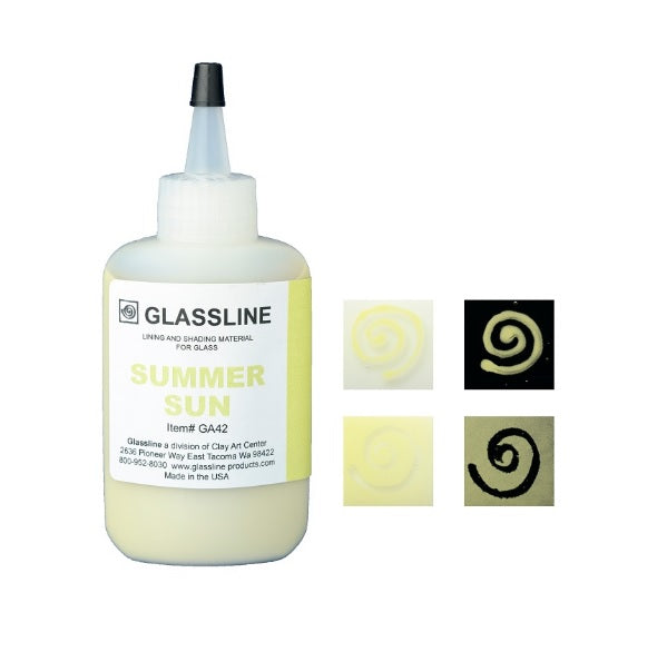 GLASSLINE PENS 2 oz Bottle Glass Paint Glass Line Material Fusing-Color Summer Sun