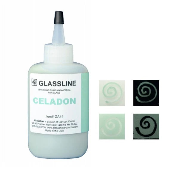 GLASSLINE PENS 2 oz Bottle Glass Paint Glass Line Material Fusing-Color Celadon