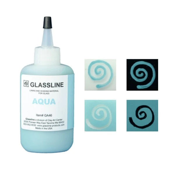 GLASSLINE PENS 2 oz Bottle Glass Paint Glass Line Material Fusing-Color Aqua