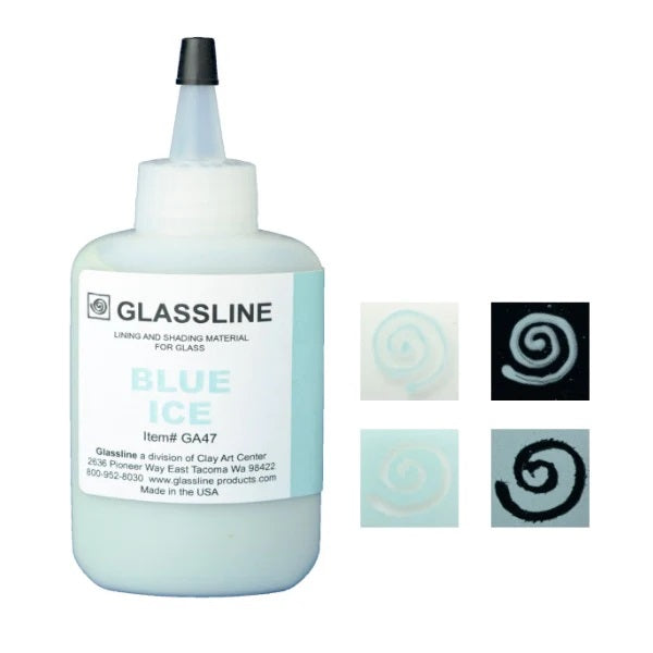 GLASSLINE PENS 2 oz Bottle Glass Paint Glass Line Material Fusing-Color Blue Ice