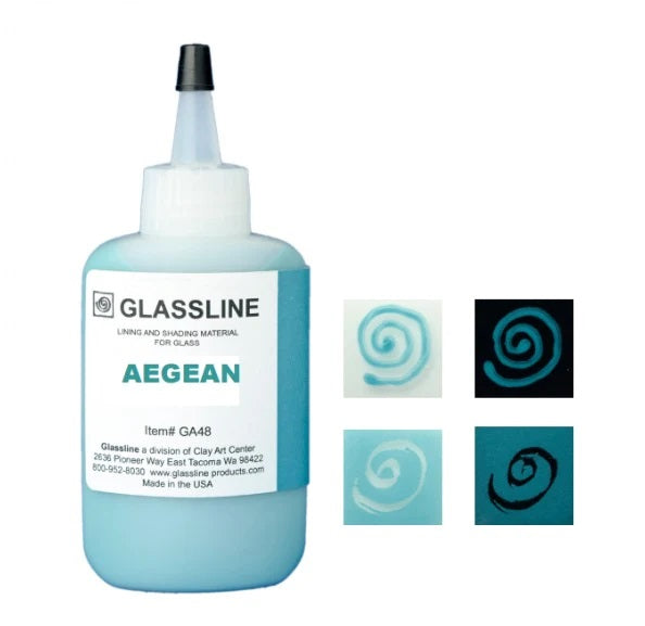 GLASSLINE PENS 2 oz Bottle Glass Paint Glass Line Material Fusing-Color Aegean