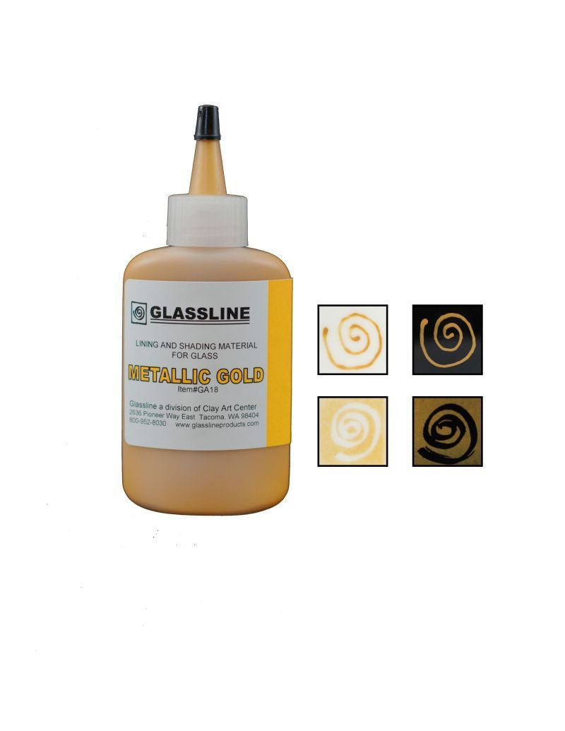 GLASSLINE PENS 2 oz Bottle Glass Paint Glass Line Material Fusing-Color Metallic Gold