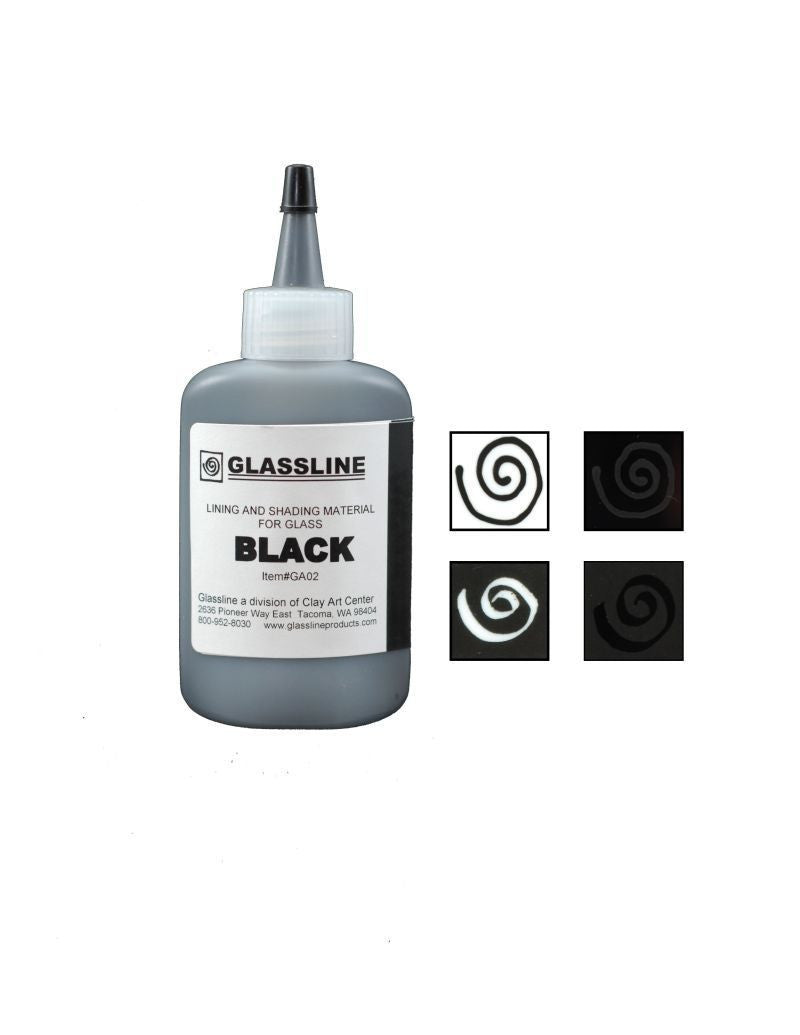 GLASSLINE PENS 2 oz Bottle Glass Paint Glass Line Material Fusing-Color Black