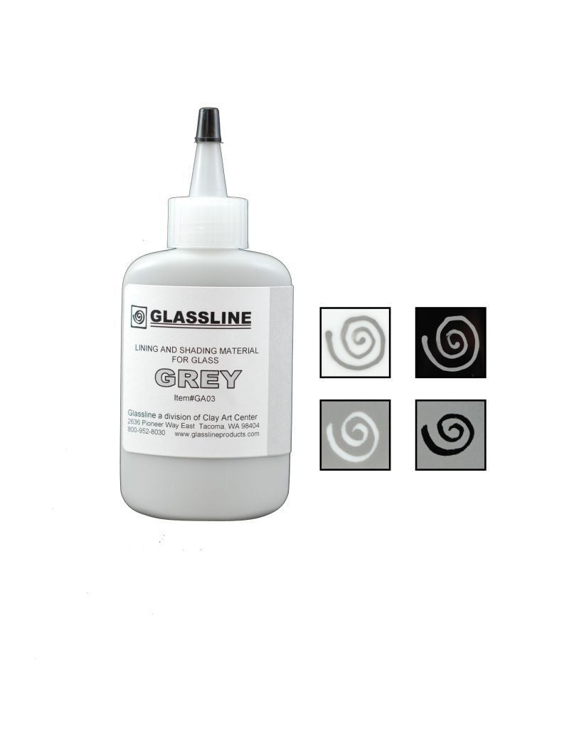 GLASSLINE PENS 2 oz Bottle Glass Paint Glass Line Material Fusing-Color Gray