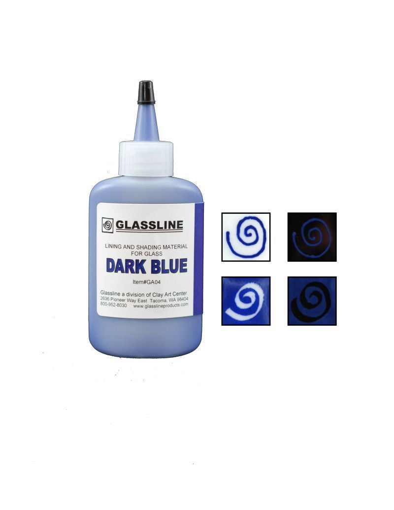 GLASSLINE PENS 2 oz Bottle Glass Paint Glass Line Material Fusing-Color Dark Blue