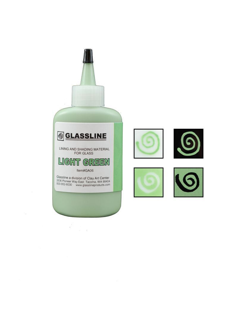 GLASSLINE PENS 2 oz Bottle Glass Paint Glass Line Material Fusing-Color Light Green