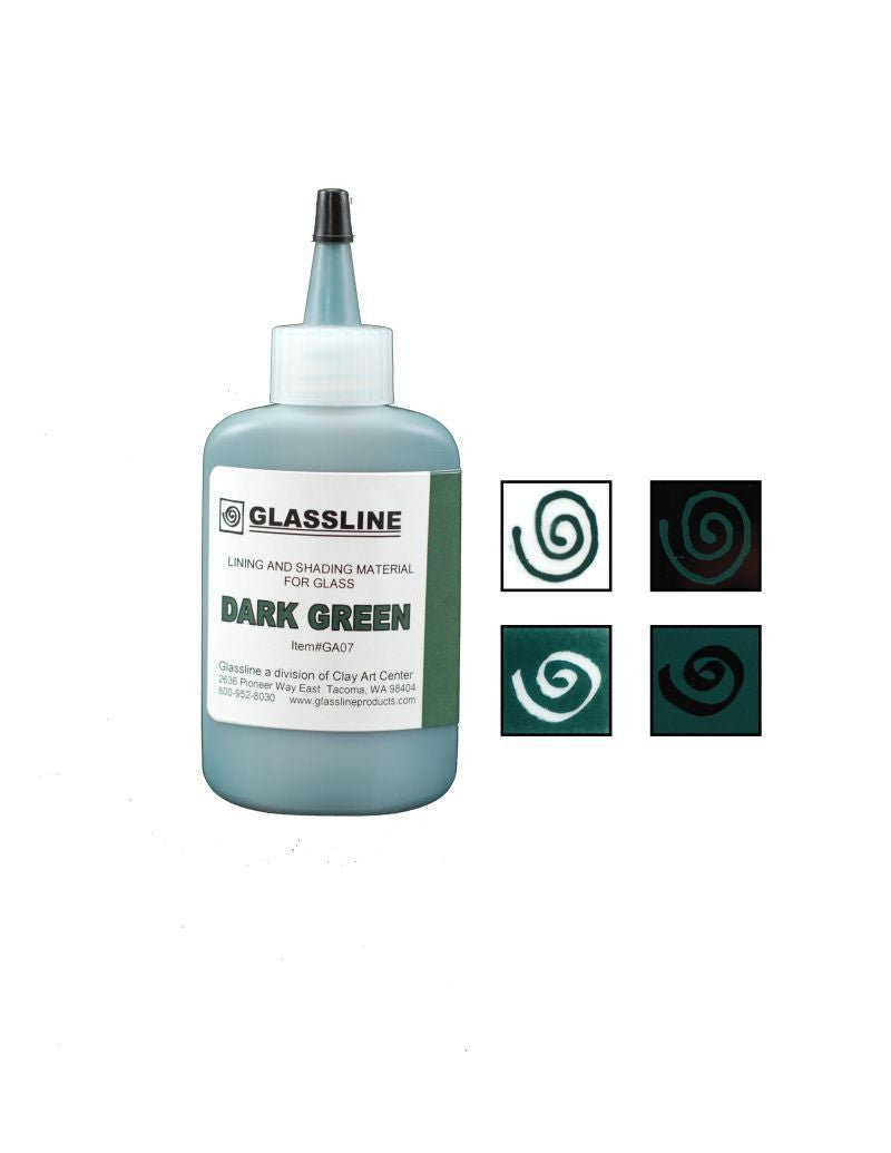 GLASSLINE PENS 2 oz Bottle Glass Paint Glass Line Material Fusing-Color Dark Green