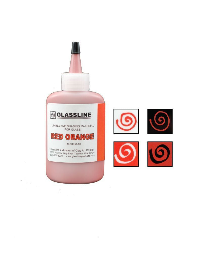 GLASSLINE PENS 2 oz Bottle Glass Paint Glass Line Material Fusing-Color Red Orange