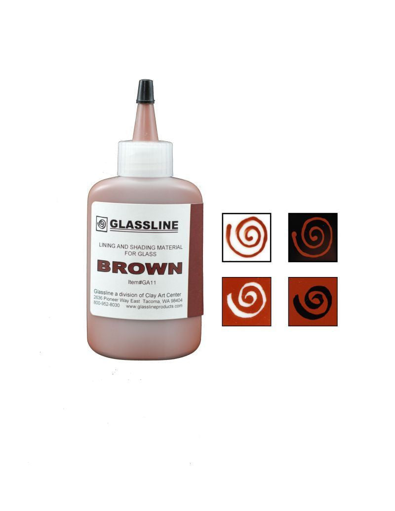 GLASSLINE PENS 2 oz Bottle Glass Paint Glass Line Material Fusing-Color Brown