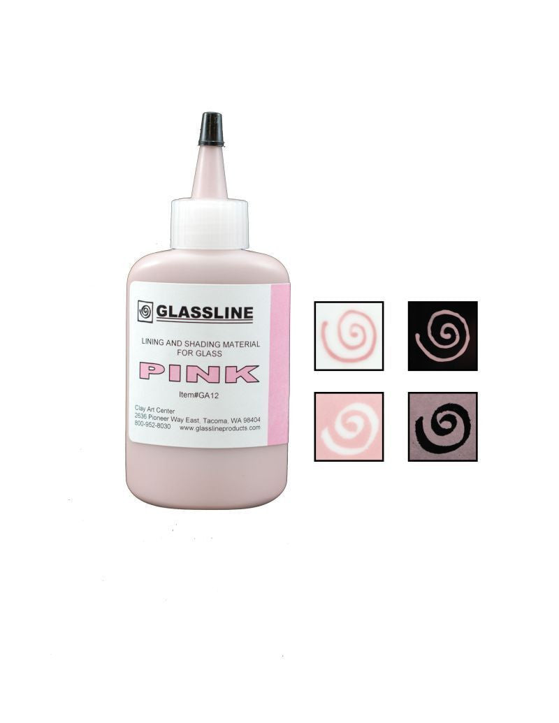 GLASSLINE PENS 2 oz Bottle Glass Paint Glass Line Material Fusing-Color Pink