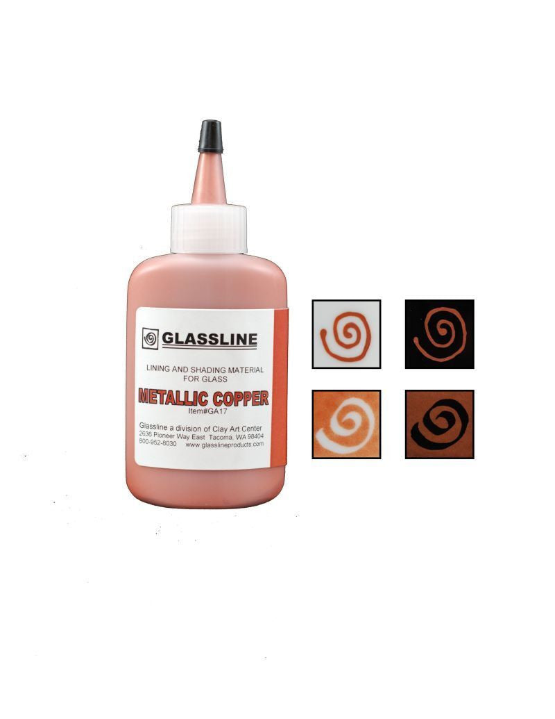 GLASSLINE PENS 2 oz Bottle Glass Paint Glass Line Material Fusing-Color Metallic Copper