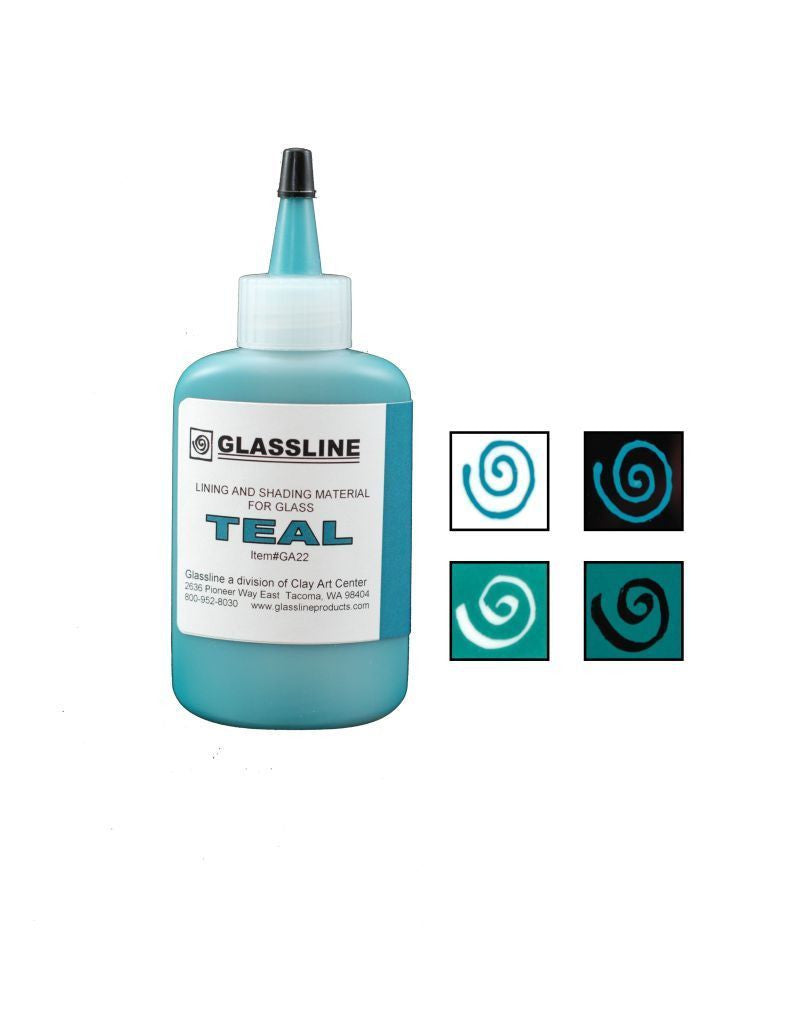 GLASSLINE PENS 2 oz Bottle Glass Paint Glass Line Material Fusing-Color Teal