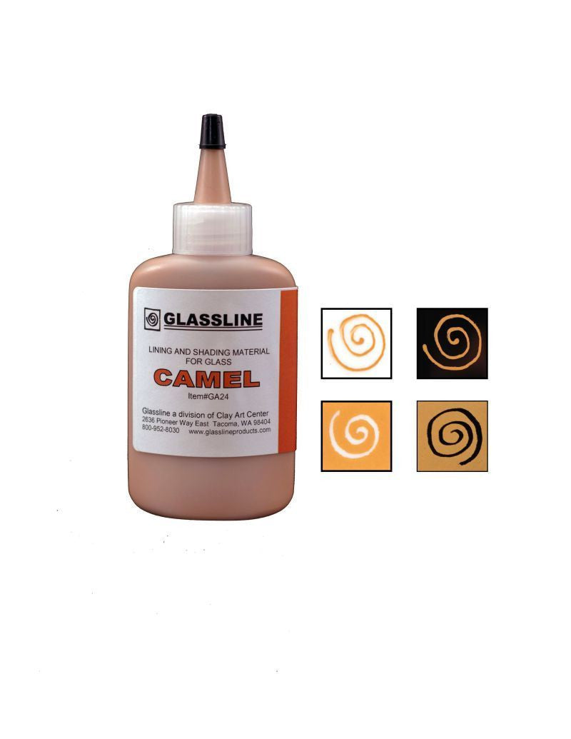 GLASSLINE PENS 2 oz Bottle Glass Paint Glass Line Material Fusing-Color Camel