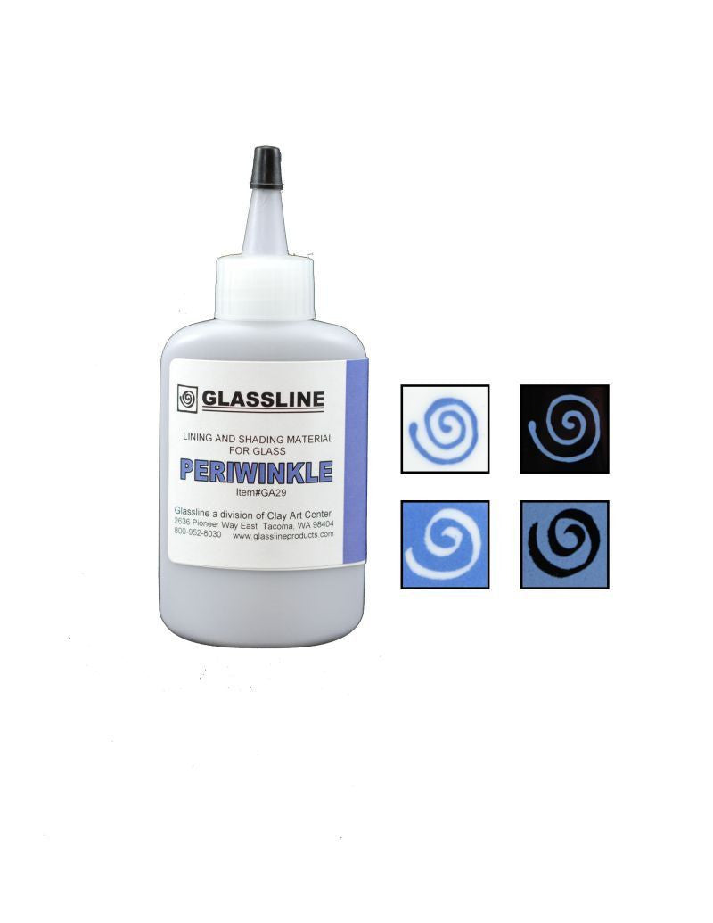 GLASSLINE PENS 2 oz Bottle Glass Paint Glass Line Material Fusing-Color Periwinkle