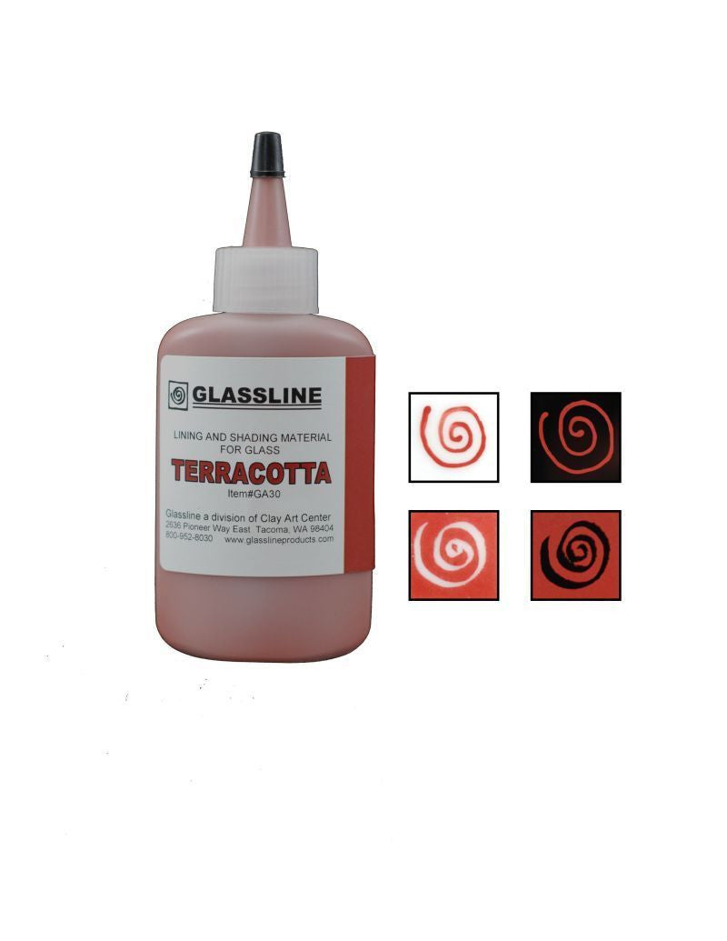 GLASSLINE PENS 2 oz Bottle Glass Paint Glass Line Material Fusing-Color Terracotta