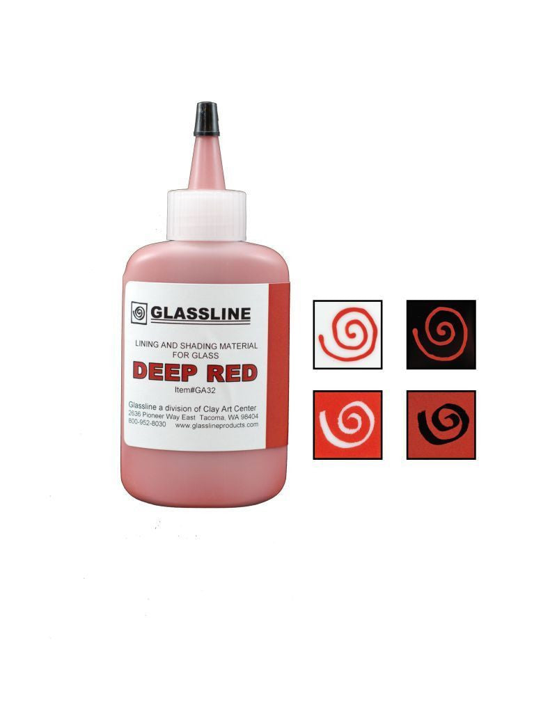 GLASSLINE PENS 2 oz Bottle Glass Paint Glass Line Material Fusing-Color Deep Red