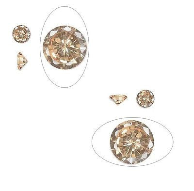 2 6mm .75 carat CHAMPAGNE CZ PMC Art Clay Silver Gold Cubic Zirconia