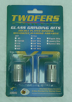 Grinder Bits Diamond  3/4"  Twofers 2 Pack 170 Grit Fits MOST Inland Glastar- 