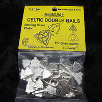 Aanraku DOUBLE CELTIC Sterling Silver Plated JEWELRY BAILS 25 Medium- 