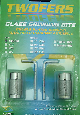 Grinder Bits Diamond  3/4"  Twofers 2 Pack 100/120 Grit Fits MOST Inland Glastar- 