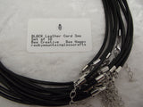Ten 3mm Black Leather with Silver Colored Hardware Necklaces 18" + Extender Chain
