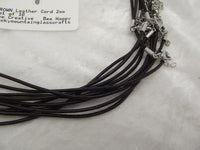 Ten 2mm Brown Leather with Silver Colored Hardware Necklaces 18" + Extender Chain- 