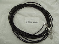 Ten 3mm Brown Leather with Silver Colored Hardware Necklaces 18" + Extender Chain