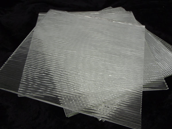 Six 6x6"  96 COE 100 Clear CORD Texture Glass Sheets Pack SF100C-6- 