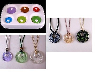 OFFSET ROUND PENDANTS BEADS Colour De Verre Glass Frit  Casting Mold Fusing- 