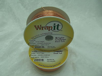 Wrapping Wire BRIGHT COPPER DEAD SOFT 26 GA 328 feet Wrap It Wrapit- 