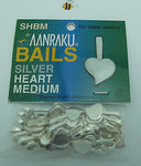 25 Aanraku HEART BAILS Sterling Silver Plated Medium Fusing Supplies Glue On- 
