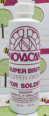 Full Size PATINA FOR STAINED GLASS Novacan Copper for Solder Lead 8 ounces- 