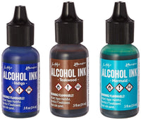 Tim Holtz Ranger ALCOHOL INK SETS Three 1/2 oz bottles CHOICE Coordinated Colors-Model Mariner