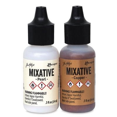 Tim Holtz Ranger ALCOHOL INK MIXATIVES 2 Bottles-Model Pearl and Copper