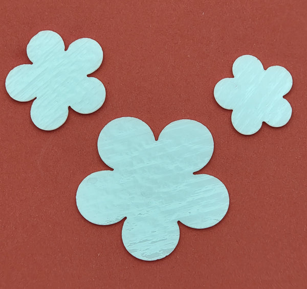 WHITE "Happy" Flowers 90 COE Precut Glass Design Shape Choice of Size Easter- 