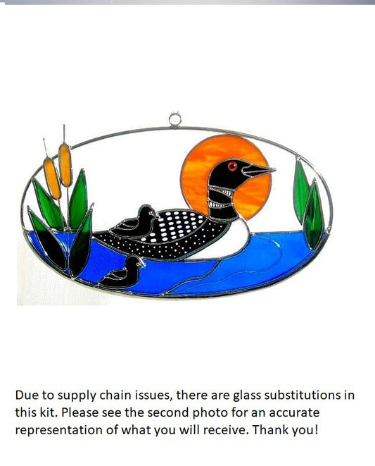 KIT! LOON & HER BABIES Oval Studio One Art Glass Precut Glass You Make It 9037- 