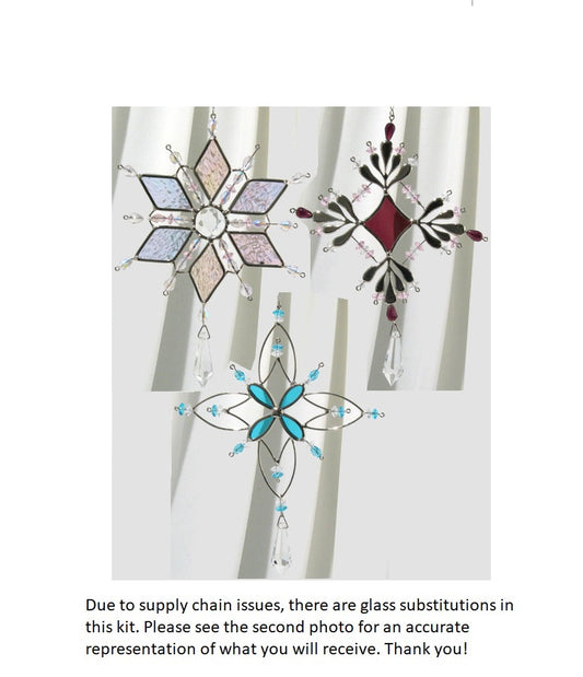 SNOWFLAKE TRIO Precut Glass Suncatcher Kit Studio I You Make 3 Suncatchers 9356- 