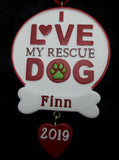 I Love My Rescue Dog Personalized Ornament by Kurt Adler- 