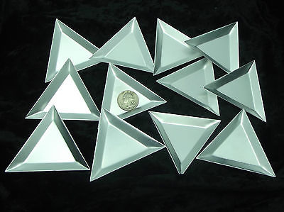 ONE DOZEN TRIANGLE ALUMINUM BEAD TRAYS 12 Pieces 3-1/4" by 1/4" Beadsmith Jewel- 