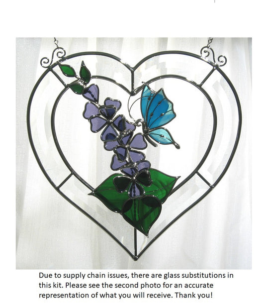 KIT! CRYSTAL HEART BUTTERFLY Studio One Art Glass Precut Glass You Make It 9103- 