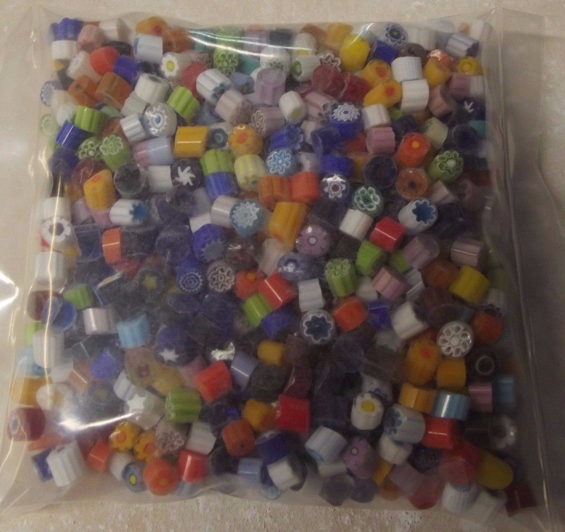 1/2 Pound 5-6mm Millefiori Slices Transparent Glass Lampworking Moretti Effetre- 