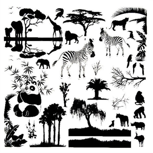 ON SAFARI Glass Low Fire Enamel Fusing Decal AAE Zebra Elephant Panda Rhino Lion- 